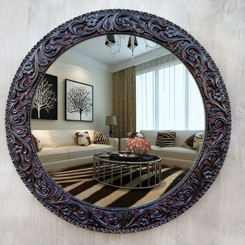 壁挂欧式浴室镜复古定制圆镜壁镜卫浴镜装饰镜穿衣镜梳妆化妆镜子