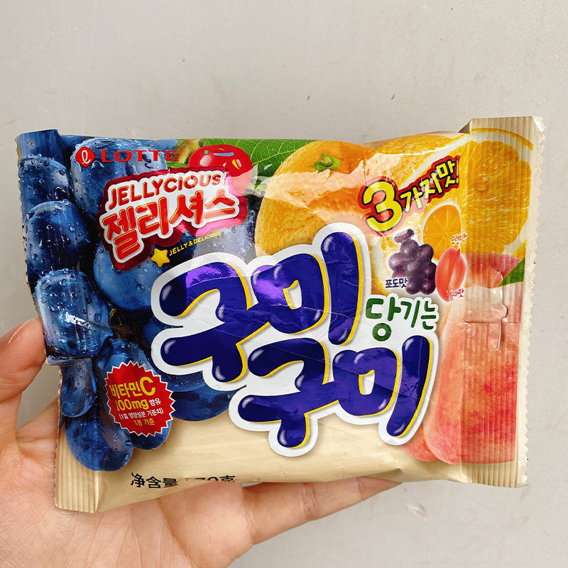 韩国进口零食乐天lotte草莓果味水果糖三种混合糖果