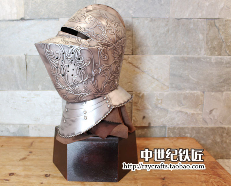 欧洲中世纪骑士头盔复古武士盔甲酒吧网咖餐厅摆件