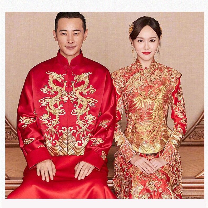 罗晋唐嫣同款秀禾新娘2021新款结婚中式婚纱礼服龙凤旗袍