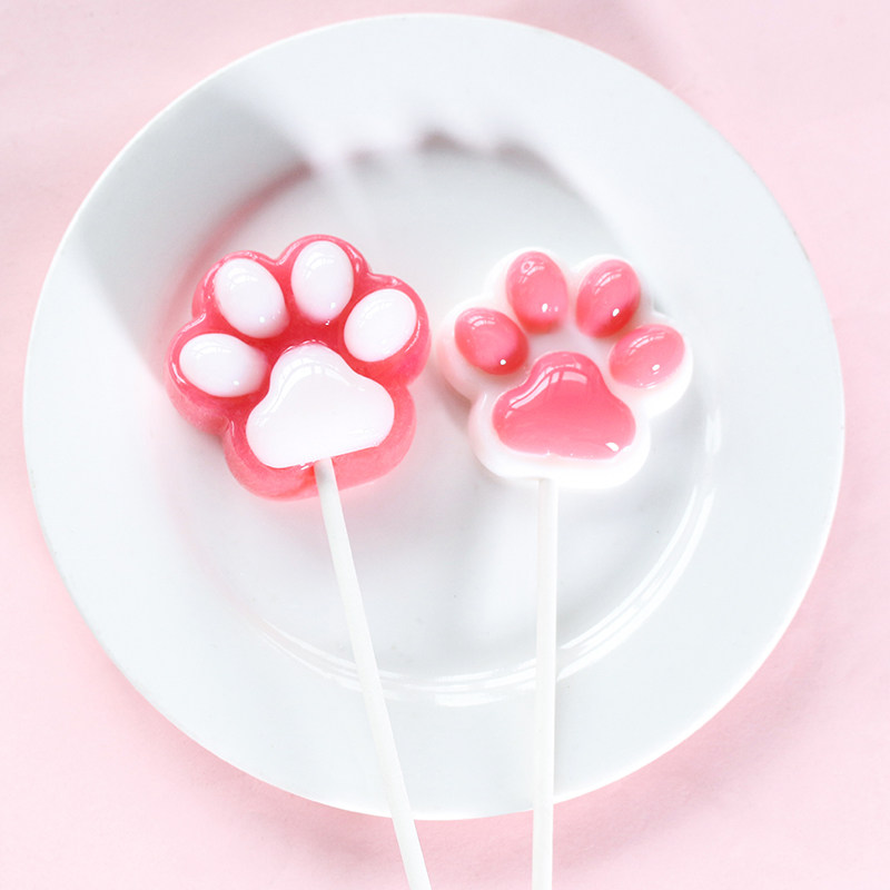 猫爪棒棒糖粉色高颜值网红手工可爱爱萌糖果儿童糖果