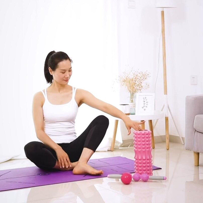瑜伽泡沫轴筋膜球肌肉放松滚筒按摩滚轴狼牙棒瑜伽舒展器