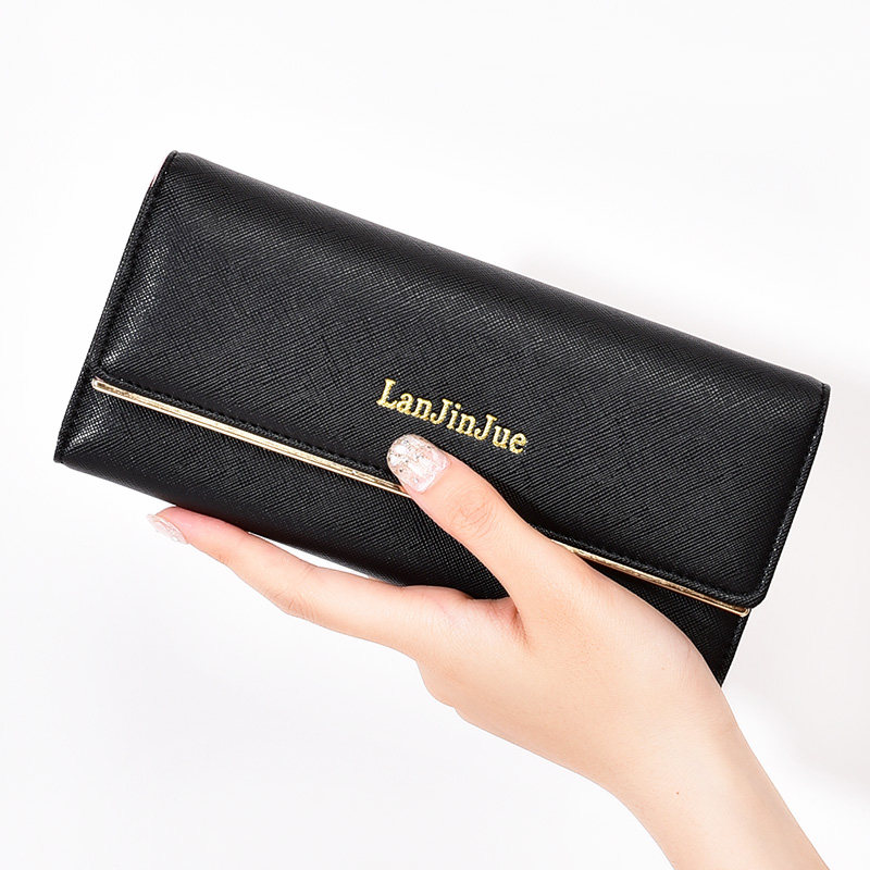 钱包卡位皮夹钱夹包钱夹手拿女长款搭扣时尚大气钱包