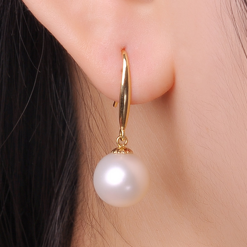 珍珠天然耳钩耳饰简约气质过敏耳环银长款耳坠耳饰