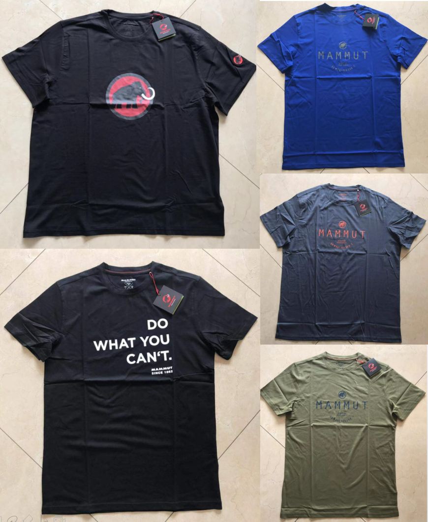 新款Mammut猛犸象Logo SS男款经典运动户外透气有机棉圆领短袖T恤