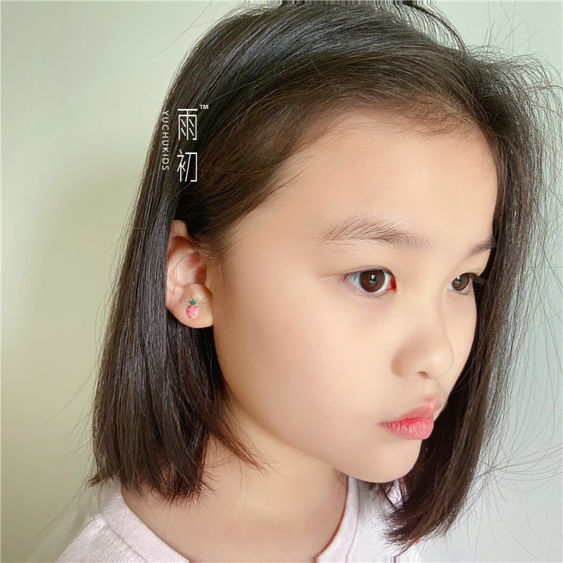 韩国进口儿童无耳耳钉女童胡萝卜耳环女孩耳贴耳钉