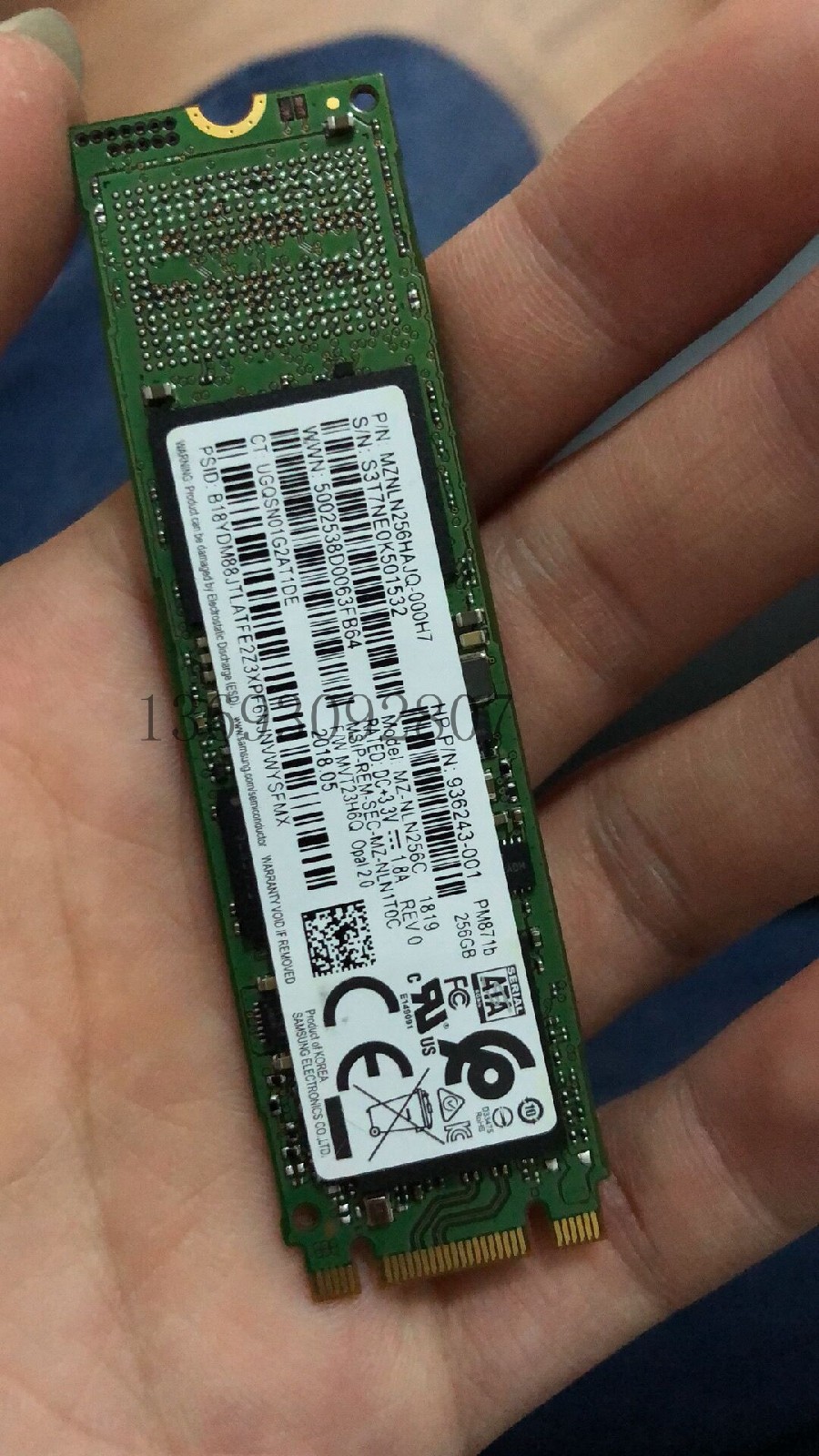 samsung/三星pm871b 256g 936243 936240-002m2.0ngffhp固态硬盘