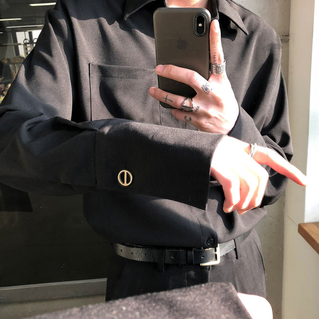 Mrcyc men's autumn solid color shirt new long-sleeved trend casual shirt Korean handsome loose jacket Mrcyc men's autumn solid color shirt new long-sleeved trend casual shirt Korean handsome loose jacket