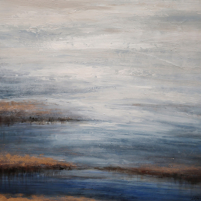 优梵艺术油画挂画水天一色客厅玄关手绘装饰画沙发背景墙油画