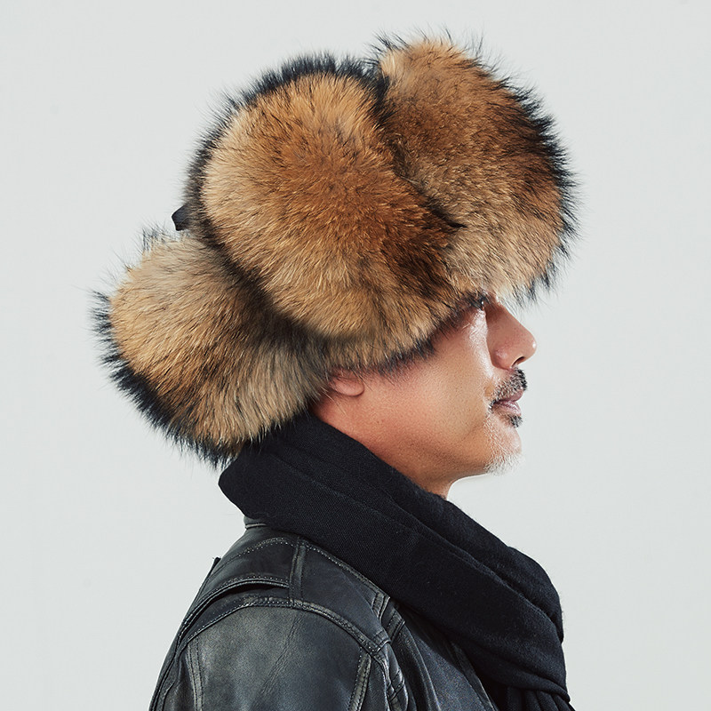 火车头雷锋真皮皮草保暖加厚中老年冬天东北帽子帽子
