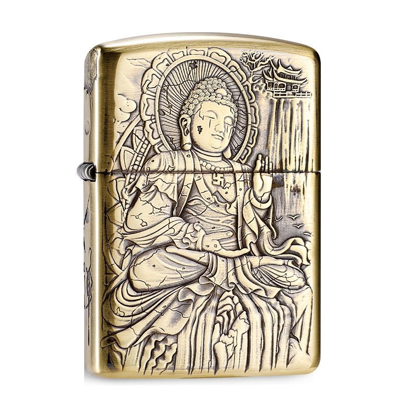 zippo大日如来悟禅佛关千语正品打火机双面纯铜zippo