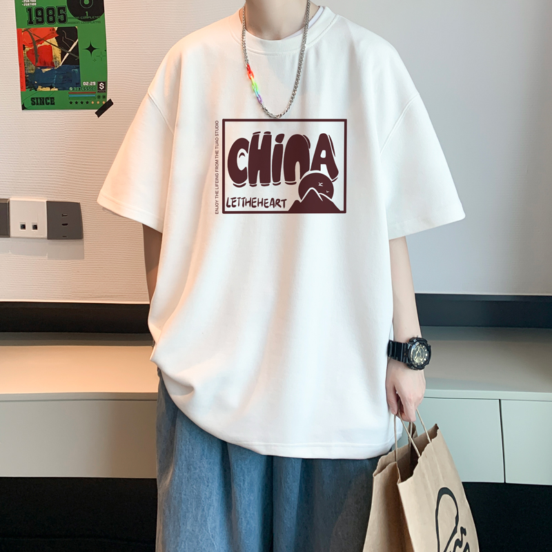 短袖男夏季2022新款t恤纯棉oversize潮牌潮流正肩上衣服宽松体恤