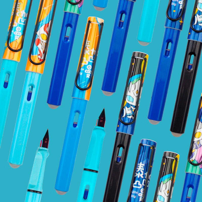 奥特曼蓝黑可擦墨囊蓝色魔力热敏黑色小学生男生钢笔