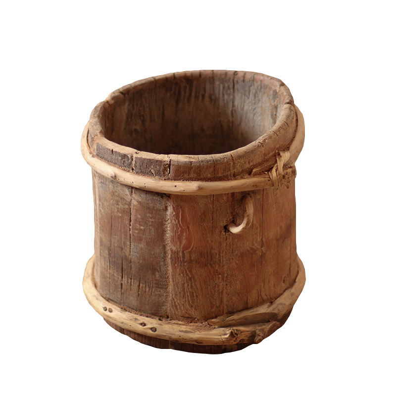 小飞新生儿摄影道具自然旧酥油桶容器宝宝拍照背景布类