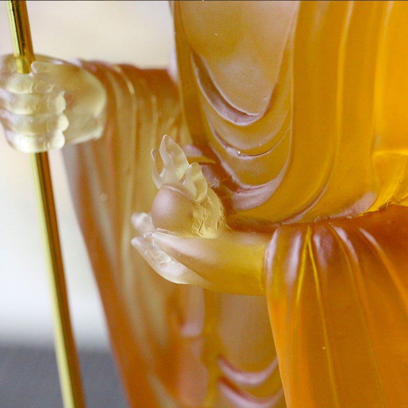 古法琉璃南无大愿地藏王菩萨持宝珠家用佛堂寺庙供奉佛像工艺摆件