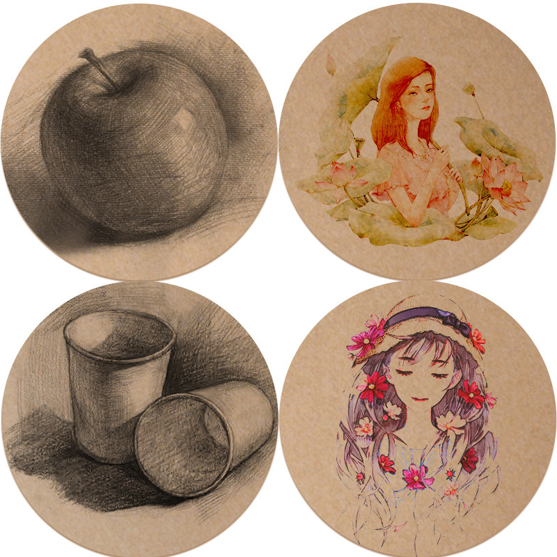 手绘美术速写画画马克笔200克250克牛皮纸圆形大号手绘彩铅画纸美术纸