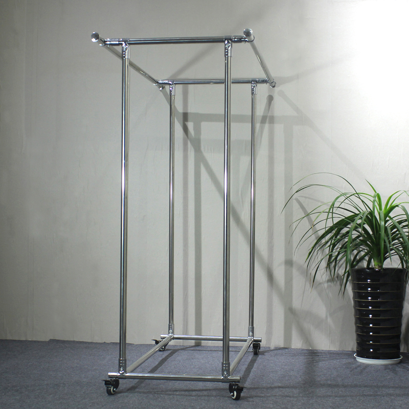 不锈钢服装店货架展示架晾衣架挂衣衣服架子落地双杠服装展示架