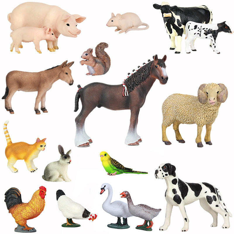 动物模型仿真鸡鹅狗猫牛羊小动马牛羊儿童套装仿真