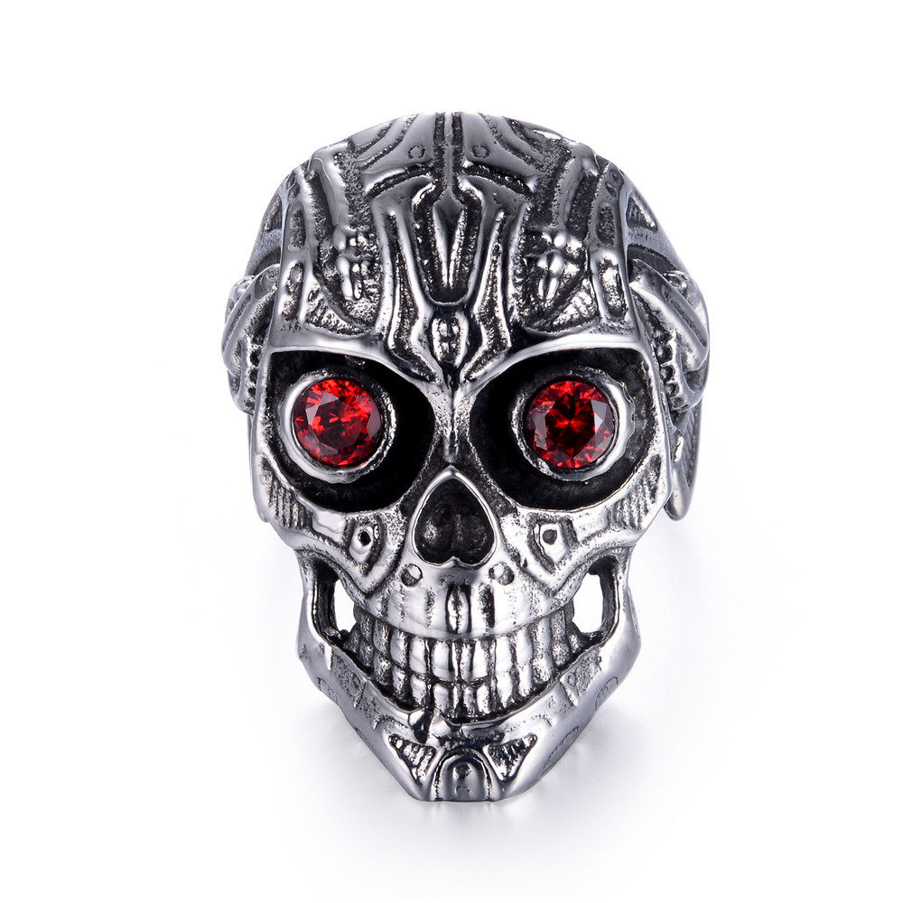 戒指装饰不锈钢蒸汽朋克骷髅男士指环戒指