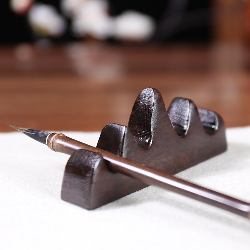 五指山毛笔笔架黑梓用品书法初学者学生笔搁山峰文房四宝