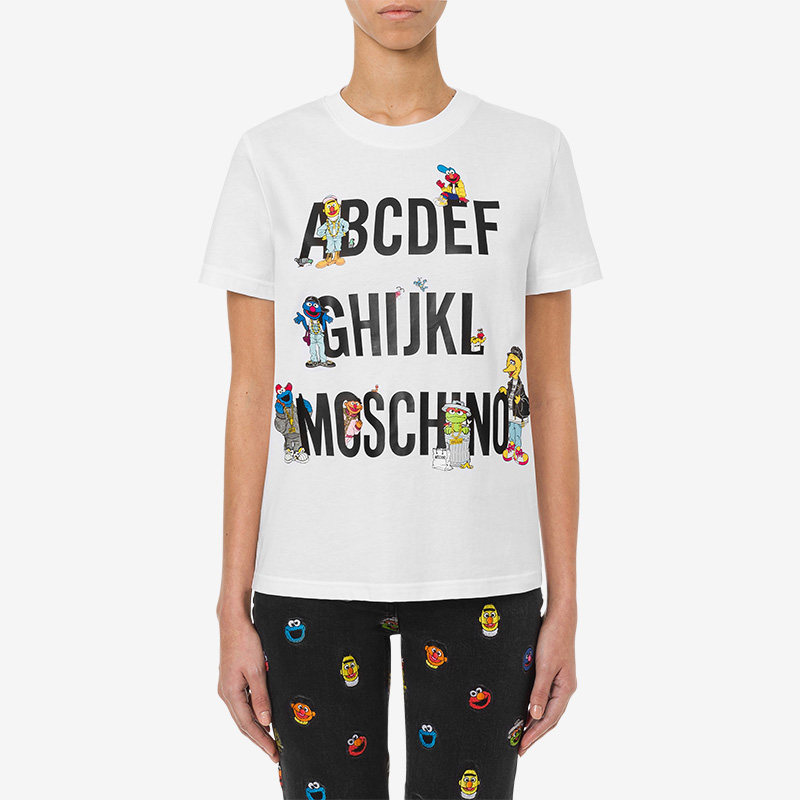 moschino莫斯奇诺早秋女士sesamestreet联名胶囊针织t恤