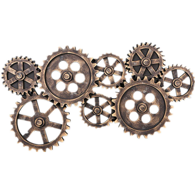 复古工业风仿金属木质连体齿轮装饰ktv酒吧网吧壁饰