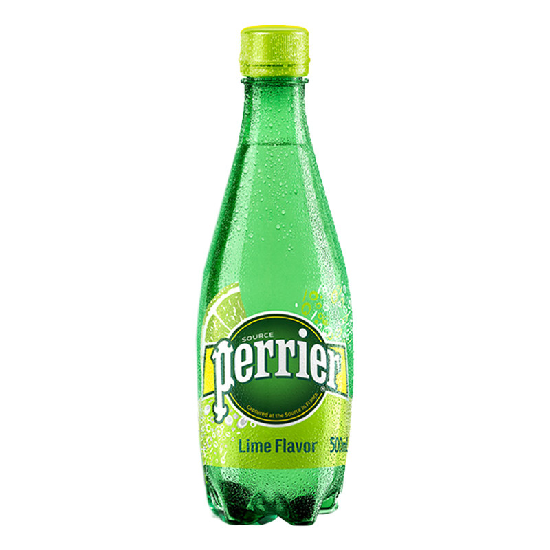 perrier巴黎水法国进口天然矿泉水气泡水原味青柠檬500ml24瓶装