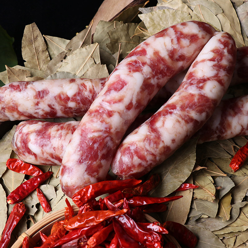 农家自制麻辣手工腊肠纯肉香辣香肠自然自然风香肠