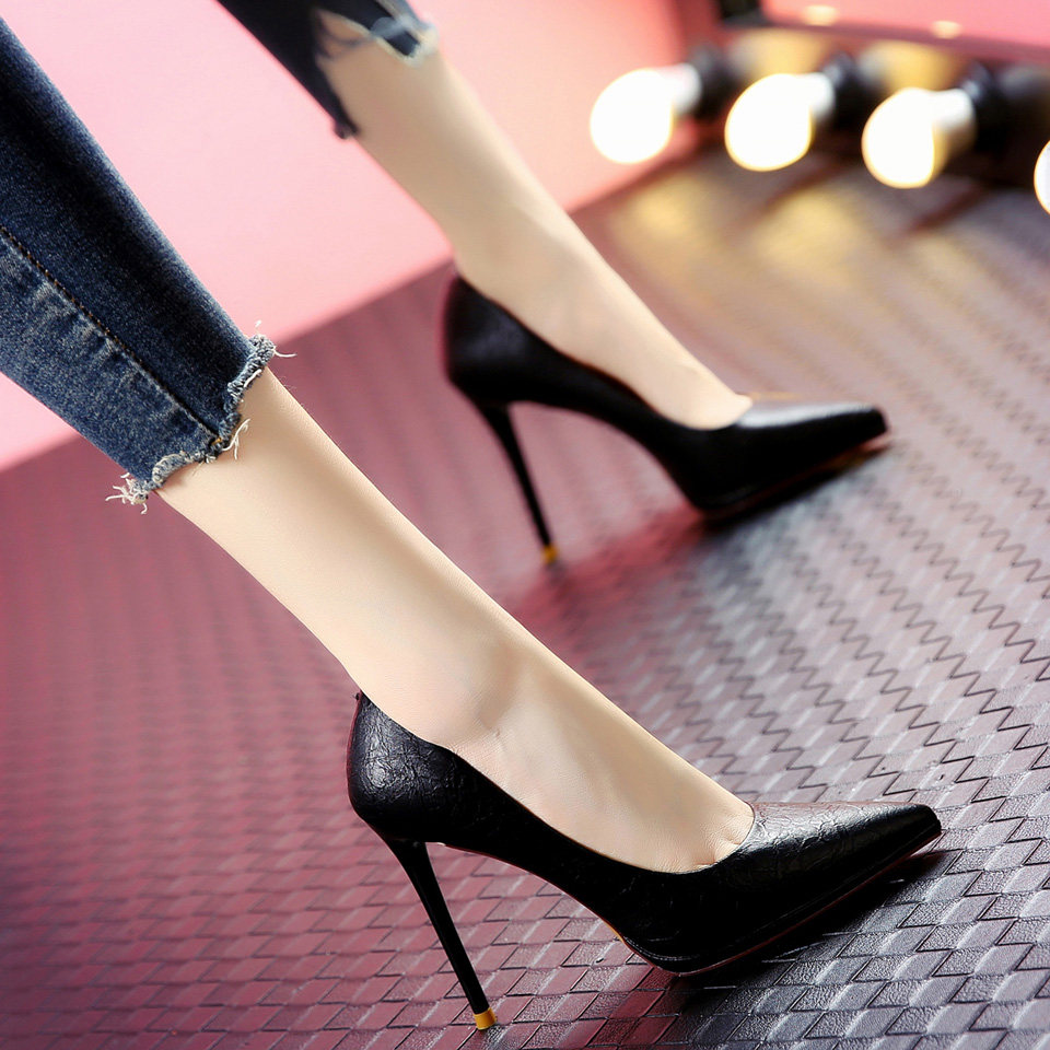 2021夏季新款简约11cm细跟超高高跟鞋防水台夜单鞋