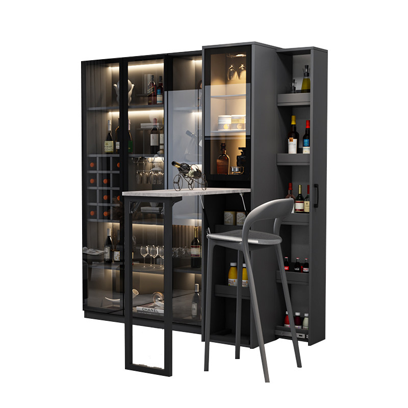 酒柜意式轻奢高档折叠一体家用多功能隔断吧台酒柜