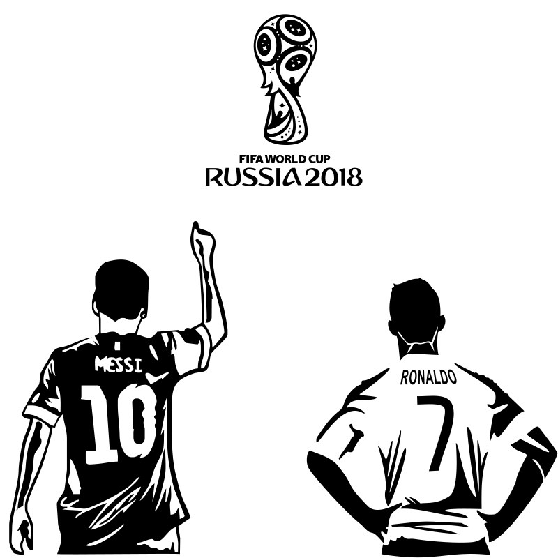 2018世界杯梅西剪影车贴足球球星汽车贴纸划痕汽车装饰贴