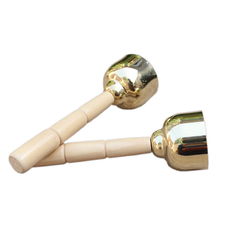 碰钟纯铜碰铃大号木质手柄打击乐器幼儿园早教音乐打击乐器