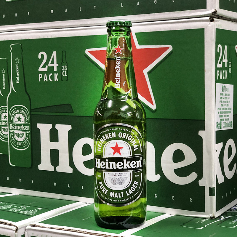 啤酒正宗荷兰进口喜力heineken330ml24瓶尼根黄啤酒玻璃瓶啤酒