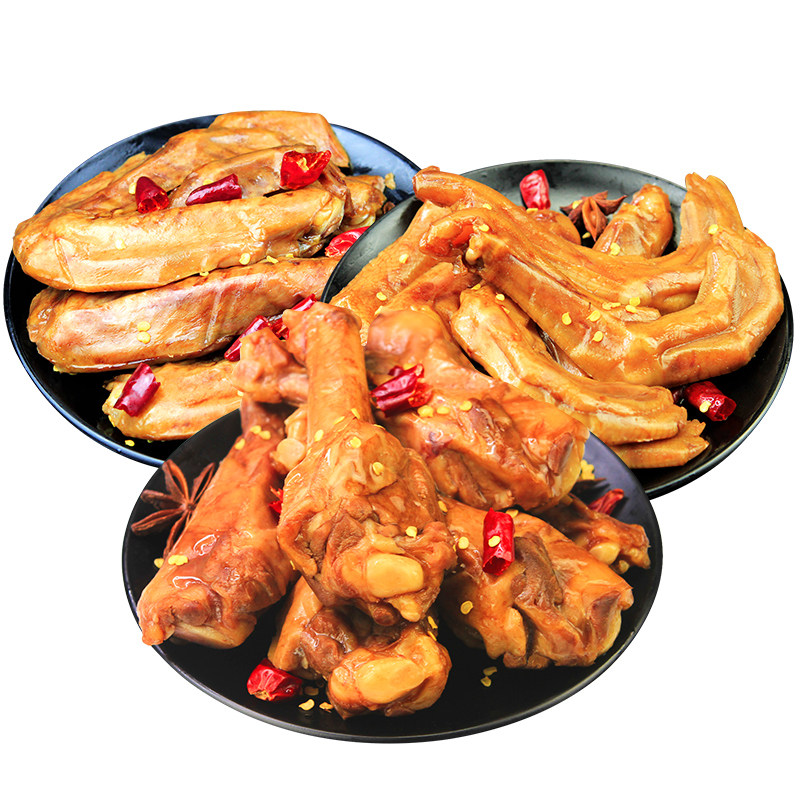 鸭子飞了香辣卤鸭爪龙特产卤味鸭翅鸭肉零食鸭肉零食