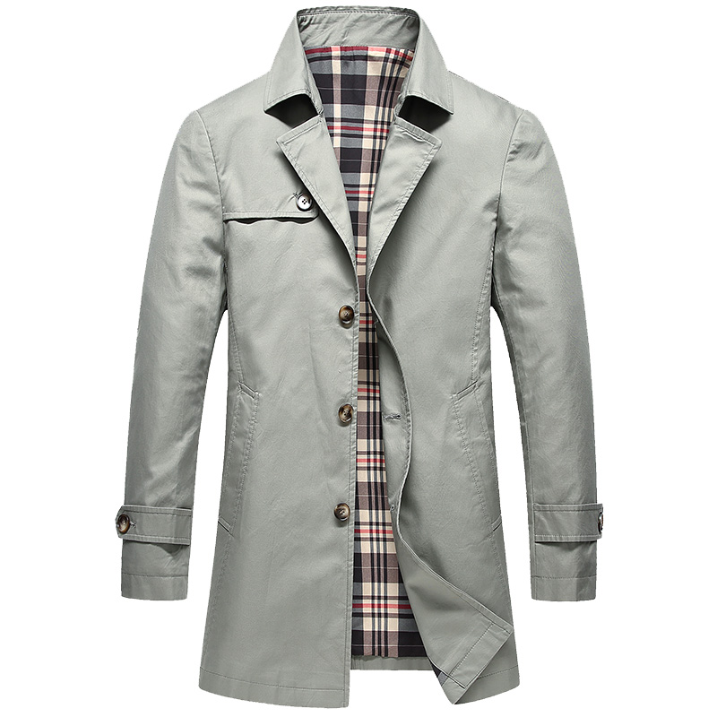 高档风衣男新款秋季薄款纯棉外套中长款英伦商务休闲上衣男士秋装