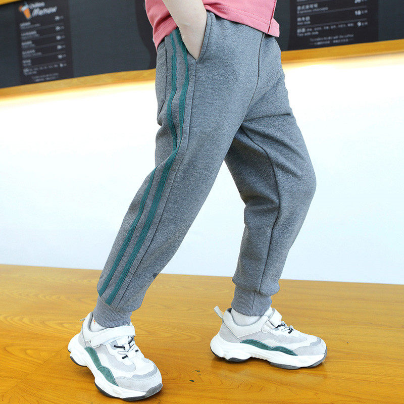 儿童藏蓝色加绒校服裤子小学生两道杠织带裤深蓝女童男童运动裤潮