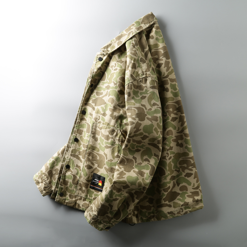 美式潮流！外贸欧美男装剪标尾货春季新品复古宽松迷彩夹克外套男
