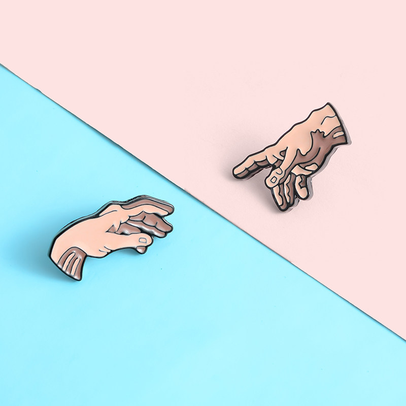 可爱创造亚当壁画胸针ins个性情侣饰品一对胸针