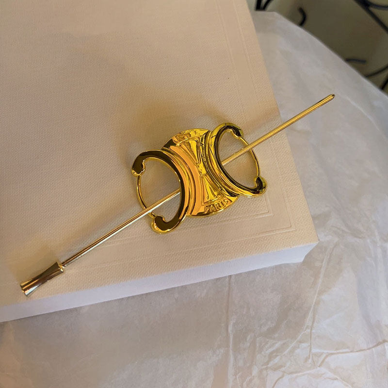 巴黎周末千金气质金属logo发簪中古vintage发饰发饰