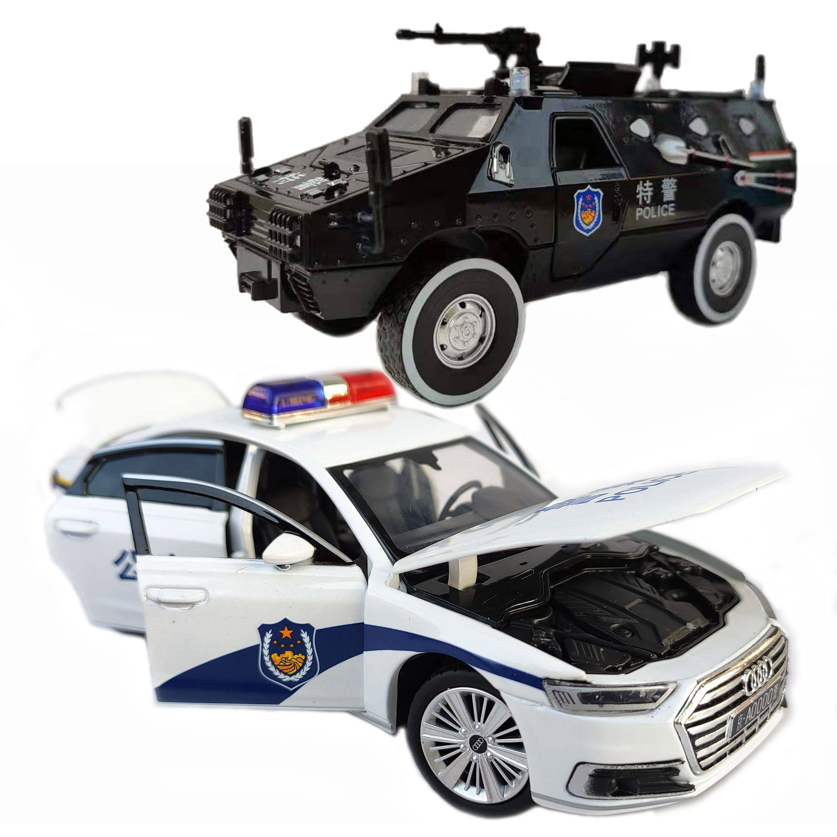 警车儿童玩具车仿真合金车模模型特警男孩警察车模