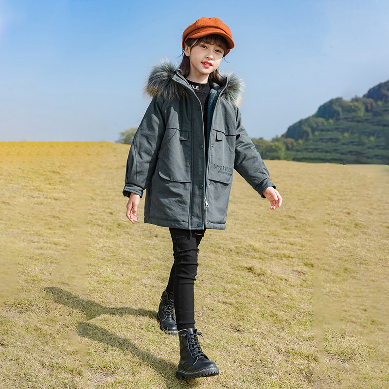女童冬季加绒加厚棉服外套2020新款儿童中大童冬装女孩时尚派克服