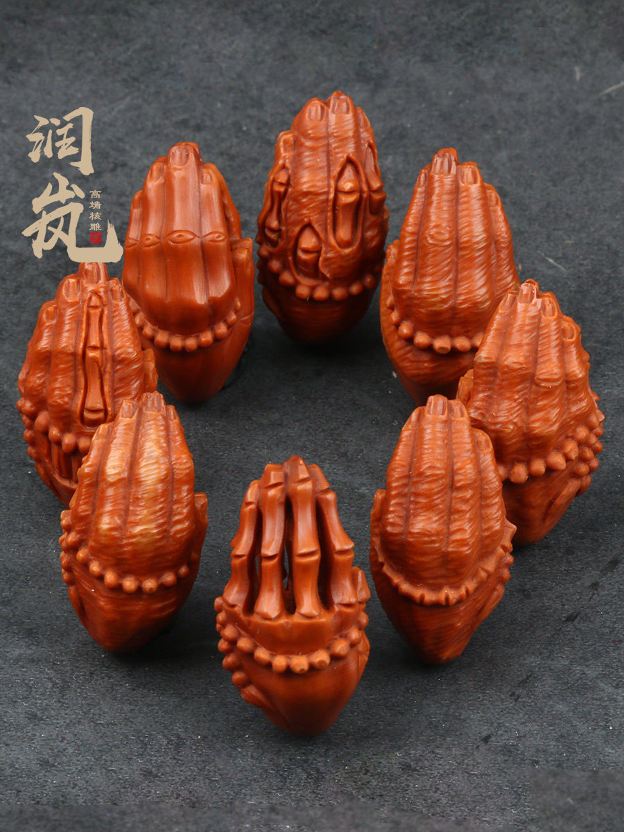 橄榄润岚核雕手佛手一心心向求佛胡雕刻雕刻文玩手链