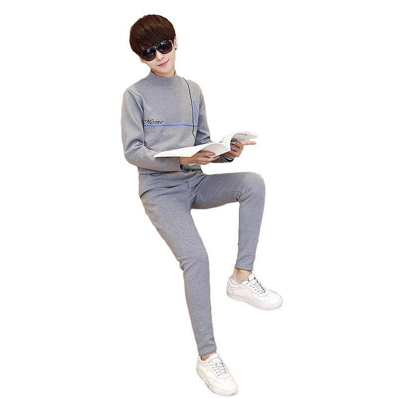 初中中学生13岁男孩保暖内衣套装帅气大童加绒加厚t恤