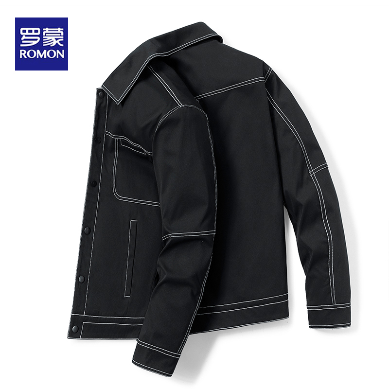 罗蒙男士夹克外套2022春季新款上衣短款工装潮流高端百搭加厚复古