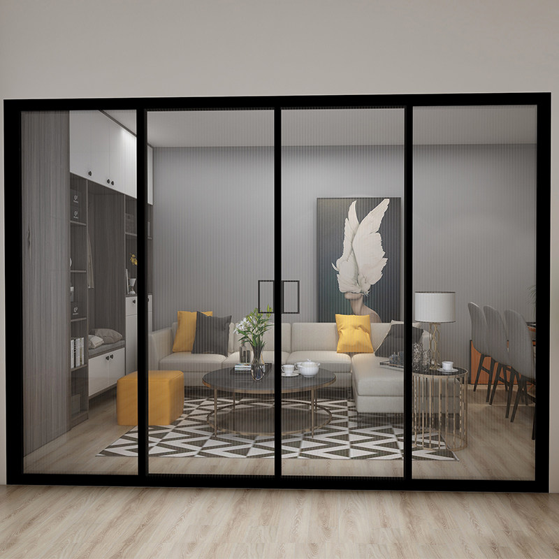 百顺顺邦黑框极窄推拉门钢化玻璃隔断轻奢厨房阳台卧室门