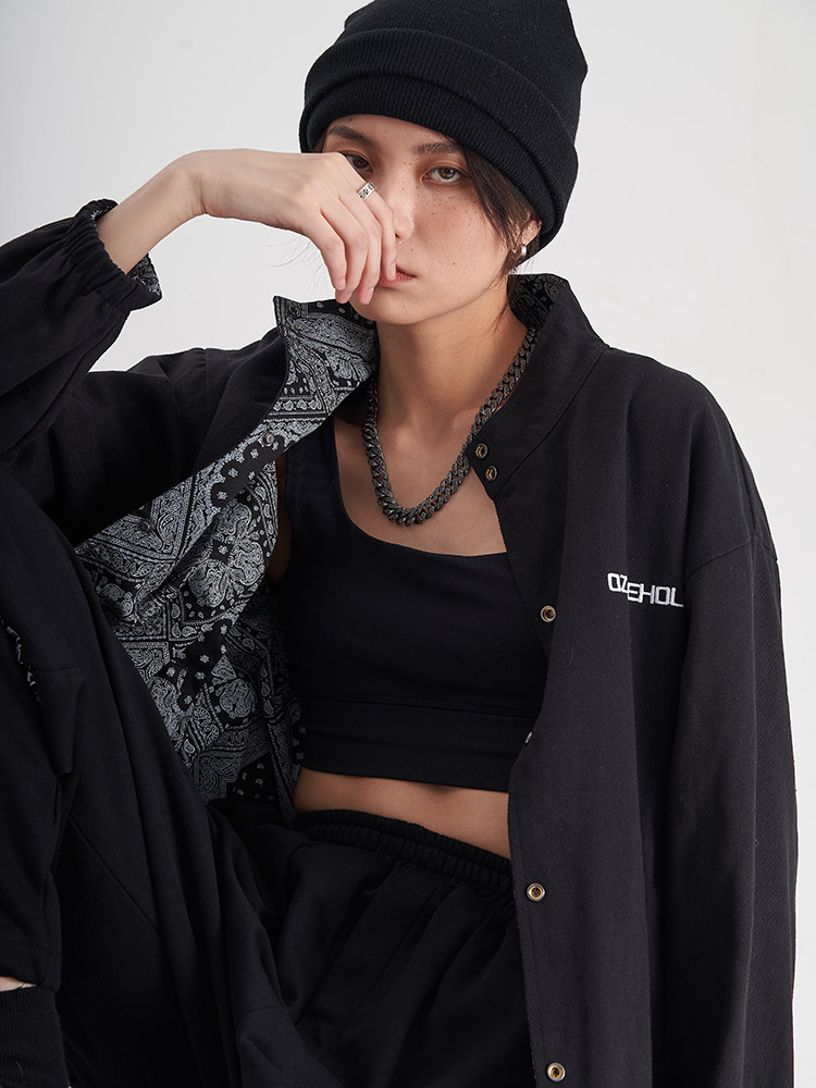 ozoneholeozol腰果花外套夹克两面穿黑色休闲男女情侣街头国潮