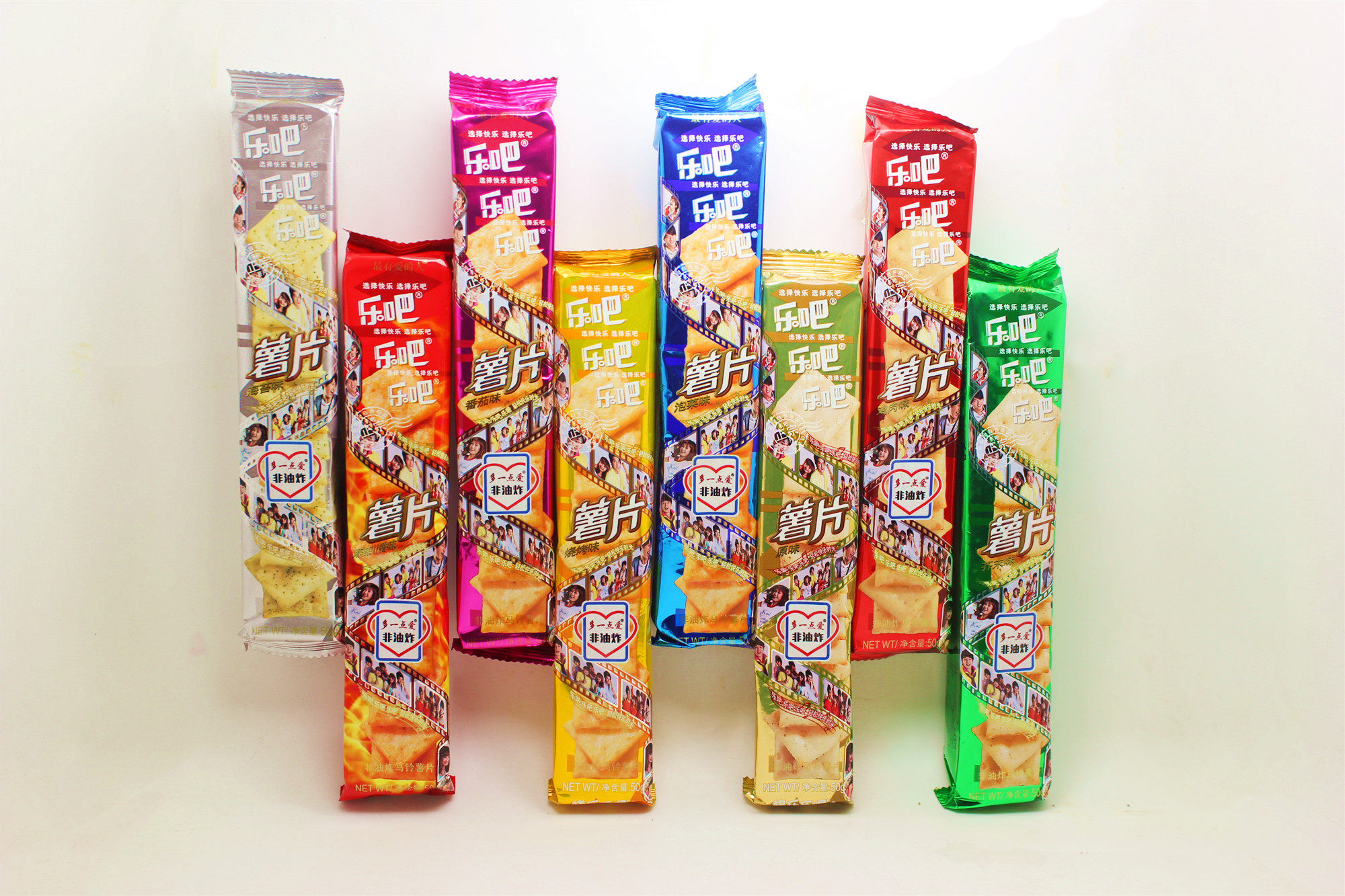 乐吧薯片油炸硬脆饼干麻辣辣味番茄芥末味多膨化食品