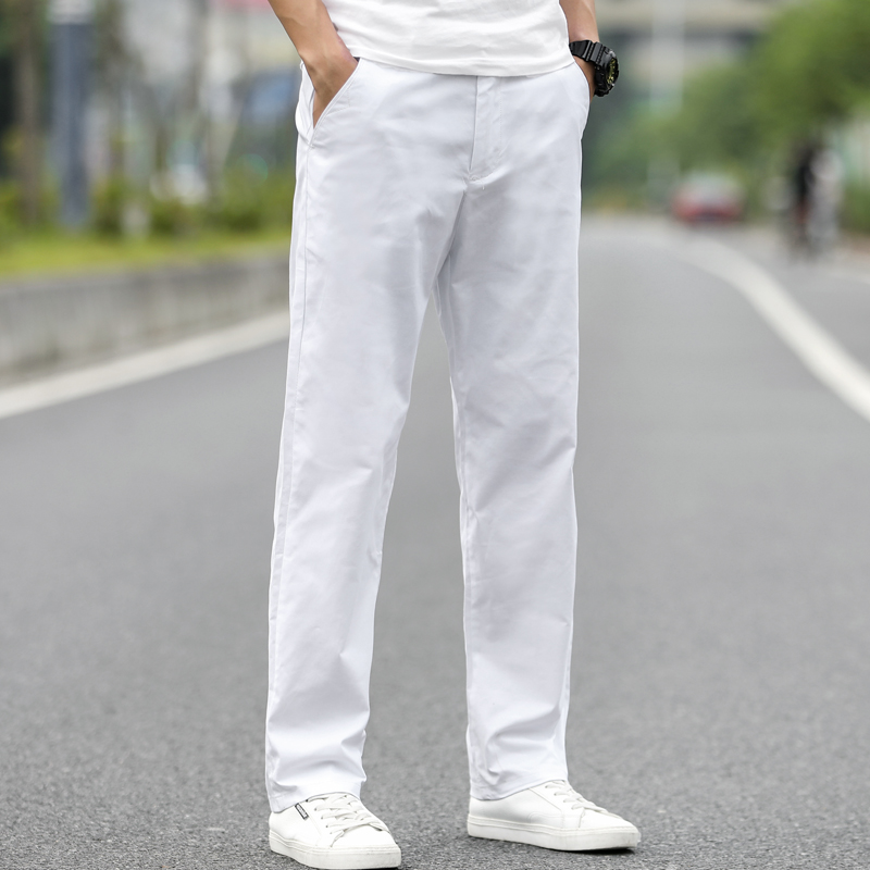 白色男士休闲裤子男韩版百搭潮牌西裤商务直筒长裤夏季款休闲裤男