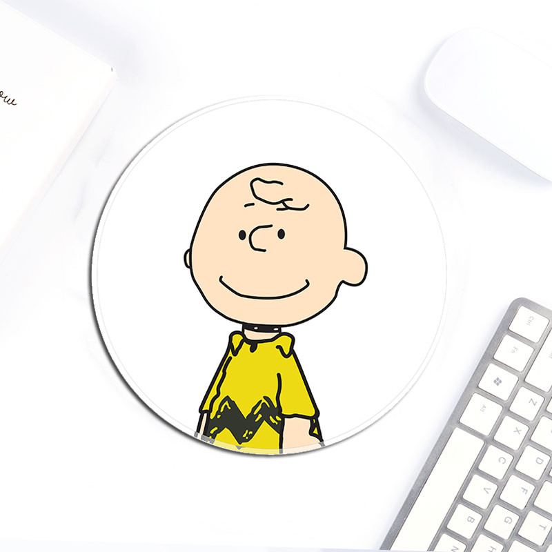 卡通卡通人人物美国动漫查理布朗圆形鼠标垫学生鼠标垫