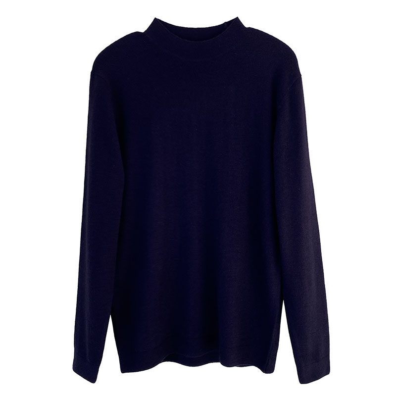 撤柜肩部针织衫毛衣高领半高拼接顺滑软糯锦纶针织衫